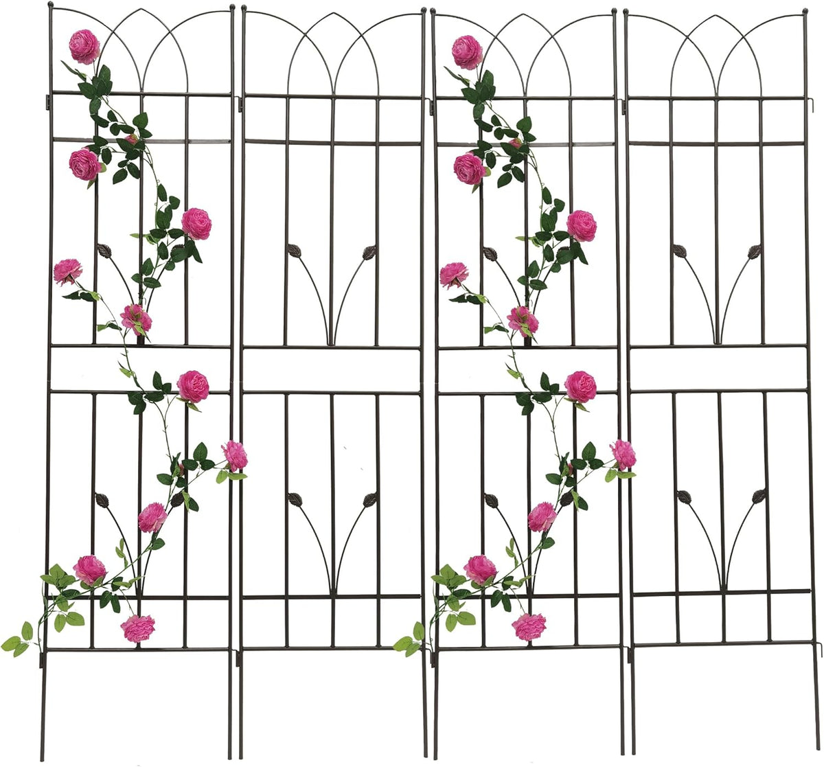 4 Pack Metal Garden Trellis 71" Black Fence Rustproof Garden Trellis for Climbing Plants Support