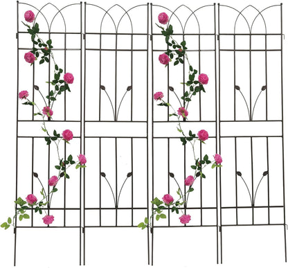 4 Pack Metal Garden Trellis 71" Black Fence Rustproof Garden Trellis for Climbing Plants Support