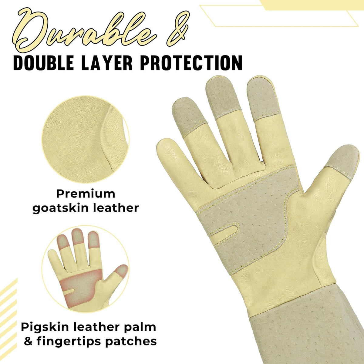 HANDLANDY Rose Pruning Gardening Gloves for Men Women, Thorn Proof Forearm Protection Leather