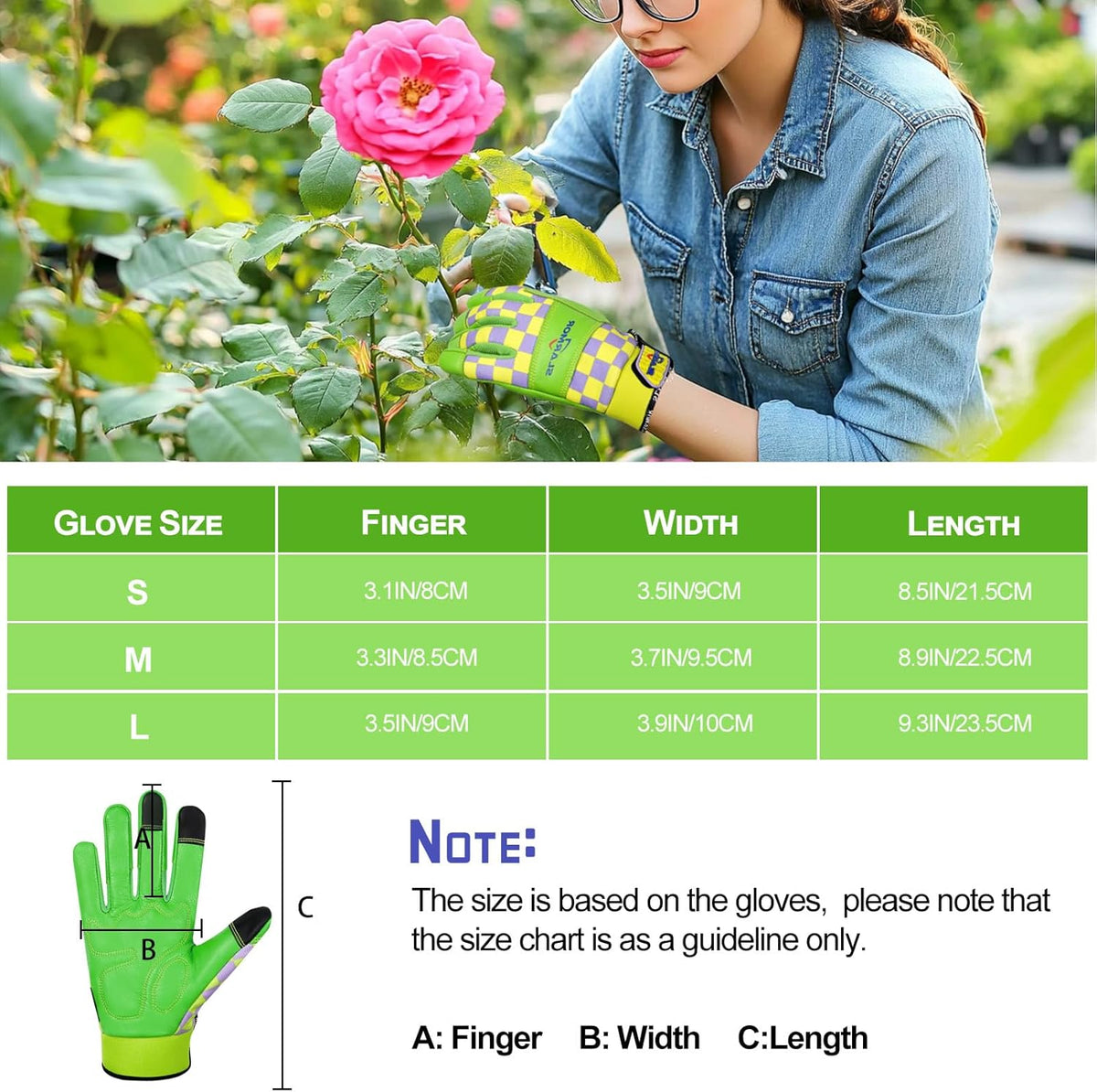 Leather-Gardening-Gloves for Women,Thorn-Proof Work-Gloves for Weeding,Digging,Planting,Pruning