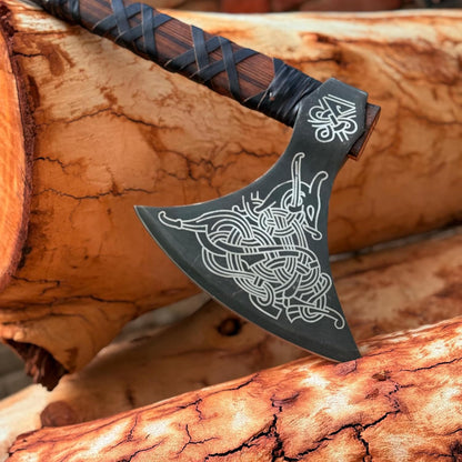 MDM-012 Custom Handmade Viking Axe Real Tomahawk Viking Hatchet Beared Camping Axe, 5160 HIGH