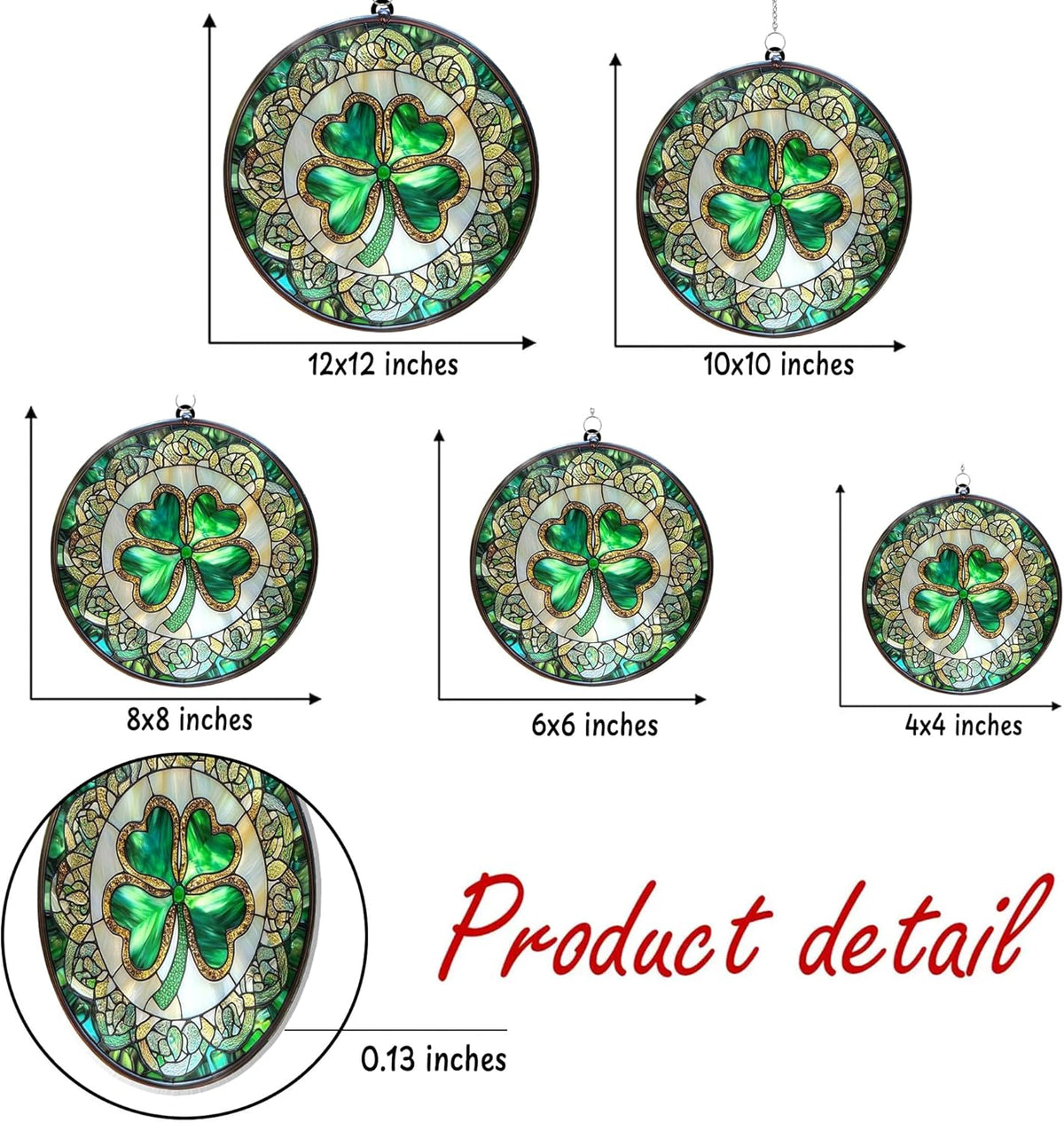 Shamrock Four Leaf Acrylic Suncatcher Stained Glass Effect Window Car Hanging Christmas Ornament