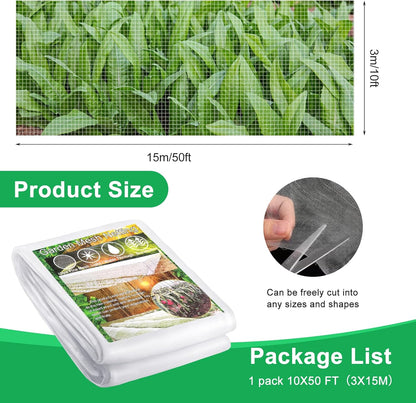 Garden Netting Pest Barrier, 10 X 50FT Insect Netting for Garden Raised Beds, Garden Bug Netting