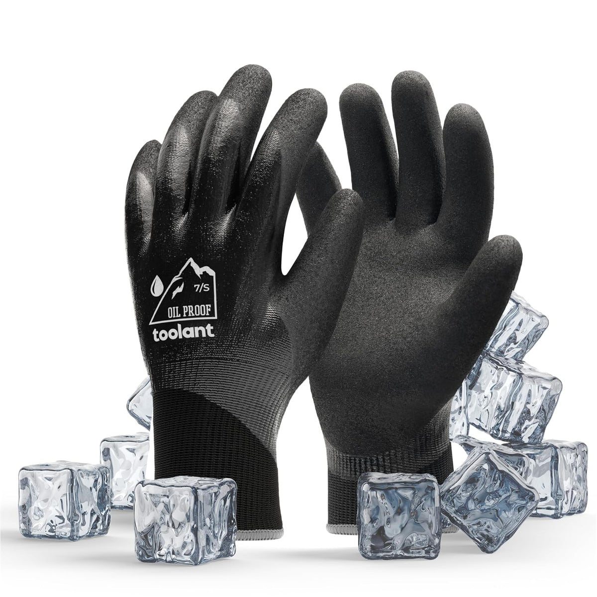 Waterproof Gloves for Men and Women, Freezer Gloves with Grip, Double Nitrile Dipped for Extreme