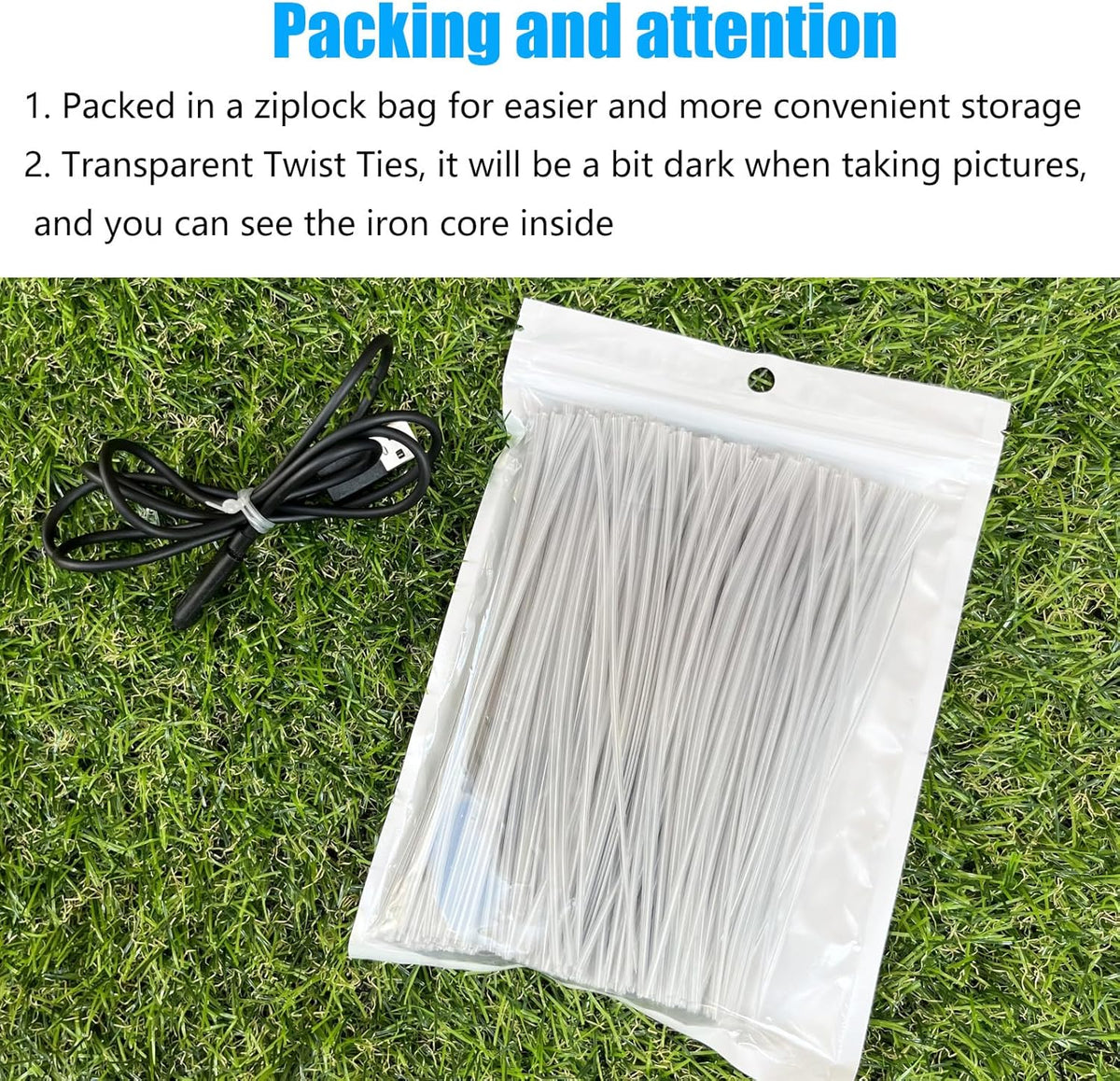 500 Pack 6 Inch Clear Plastic Twist Ties - Reusable Twisty Ties for Cords, Garbage Bags, Gardening