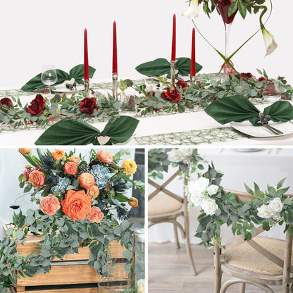 RECUTMS 2Pack Artificial Eucalyptus Garland with Willow Leaves 6Feet Fake Hanging Plant Silk