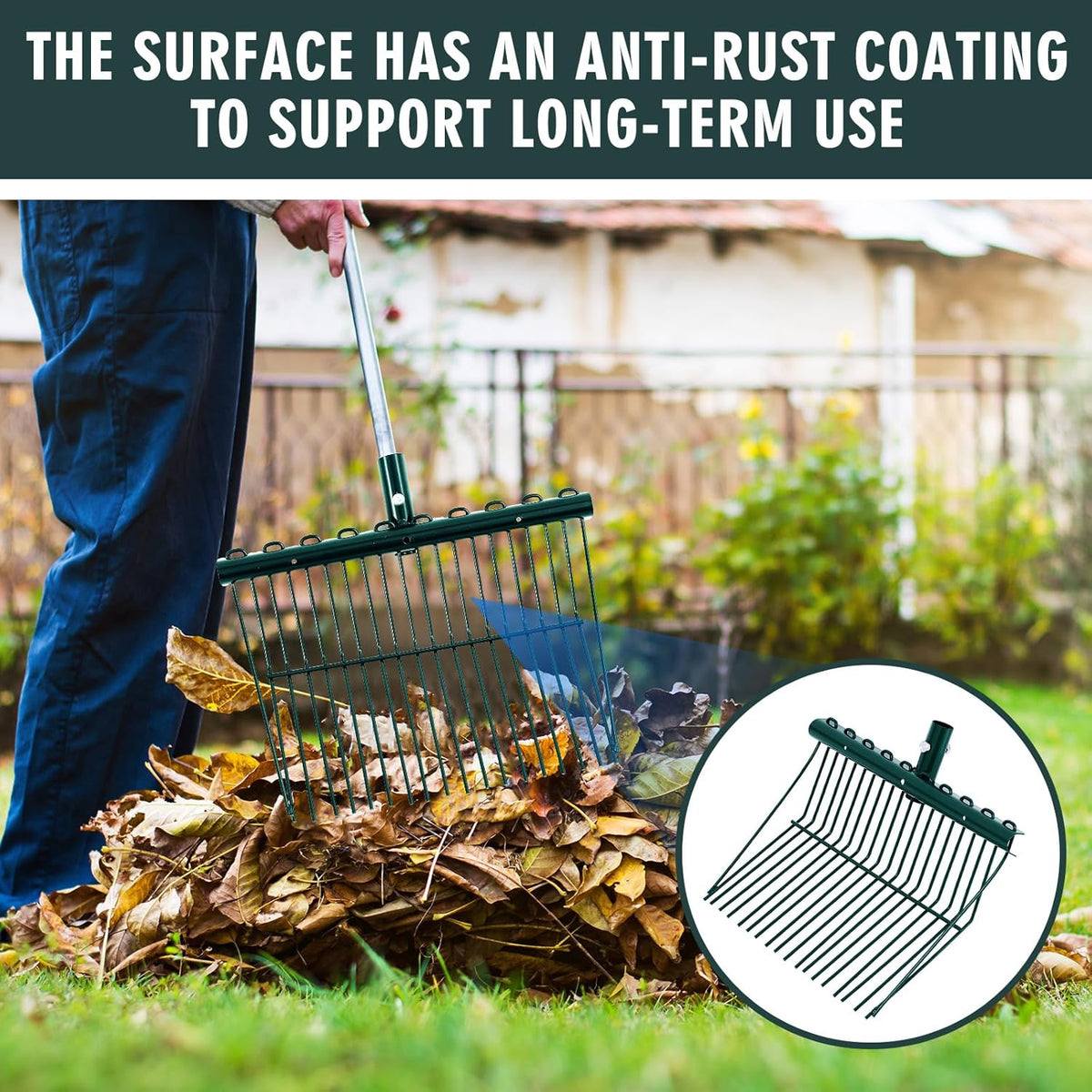 Tandefio 2 Pack Pitchfork Replacement Head Metal Horse Manure Rake Gardening Pitch Fork with Angled