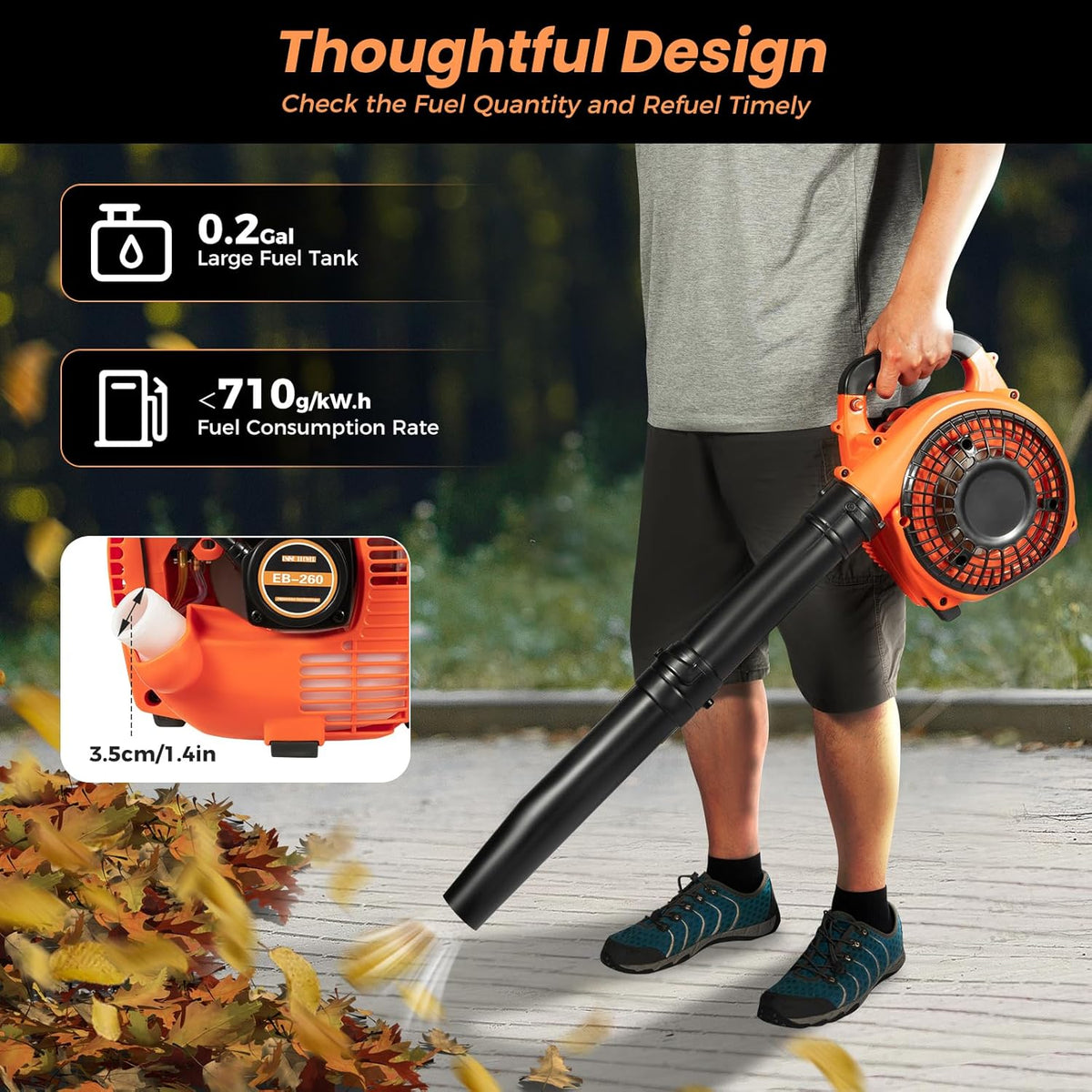 Gas Leaf Blower 25.4cc 2-Cycle Handheld Leaf Blower Gas Powered, Gasoline Blower for Lawn Care