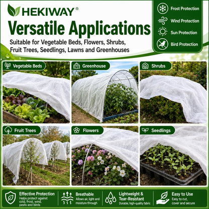 HEKIWAY 10 FT x 40 FT Frost Cloth, Plant Covers for Freeze Protection