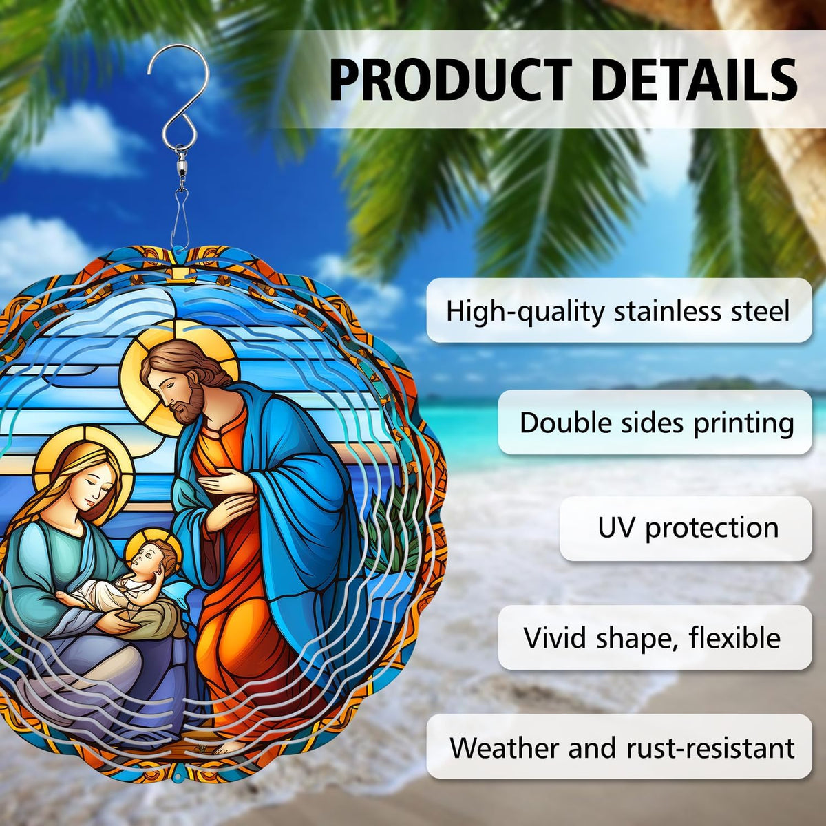 Christian Christmas Wind Spinner, Christian Christmas Wind Spinner Hanging for Yard and Garden