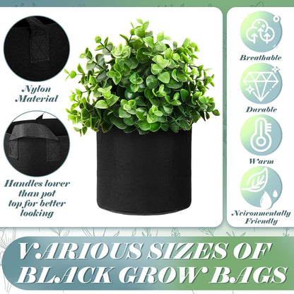 Hoolerry 7 Pack Black Plant Grow Bags Thickened Non Woven Grow Bags in 4 Sizes 10, 7, 5 and 3
