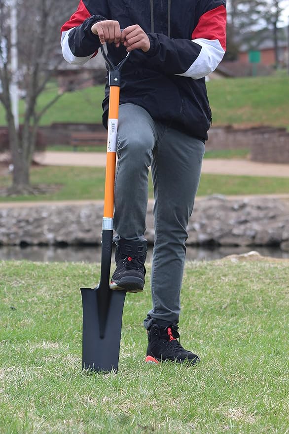 Ashman Drain Spade Shovel (1 Pack) - 48 Inches Long Handle Spade with D Handle Grip - Durable