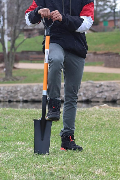Ashman Drain Spade Shovel (1 Pack) - 48 Inches Long Handle Spade with D Handle Grip - Durable