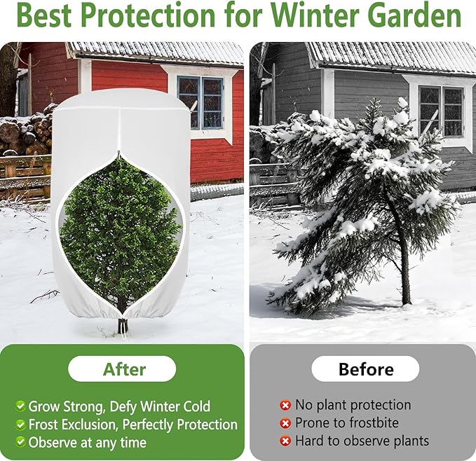 ANGAR Rounded Top Plant Covers Freeze Protection for Winter, Plant Covers for Winter, 75" X 90"