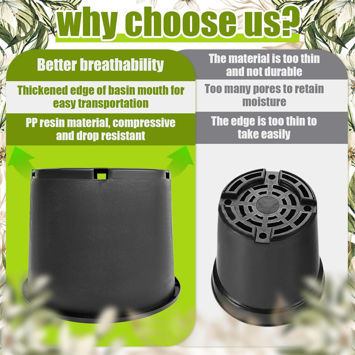 7 Gallon Nursery Pots Plastic Container Injection Molded Pot for Plants Flexible with Drainage