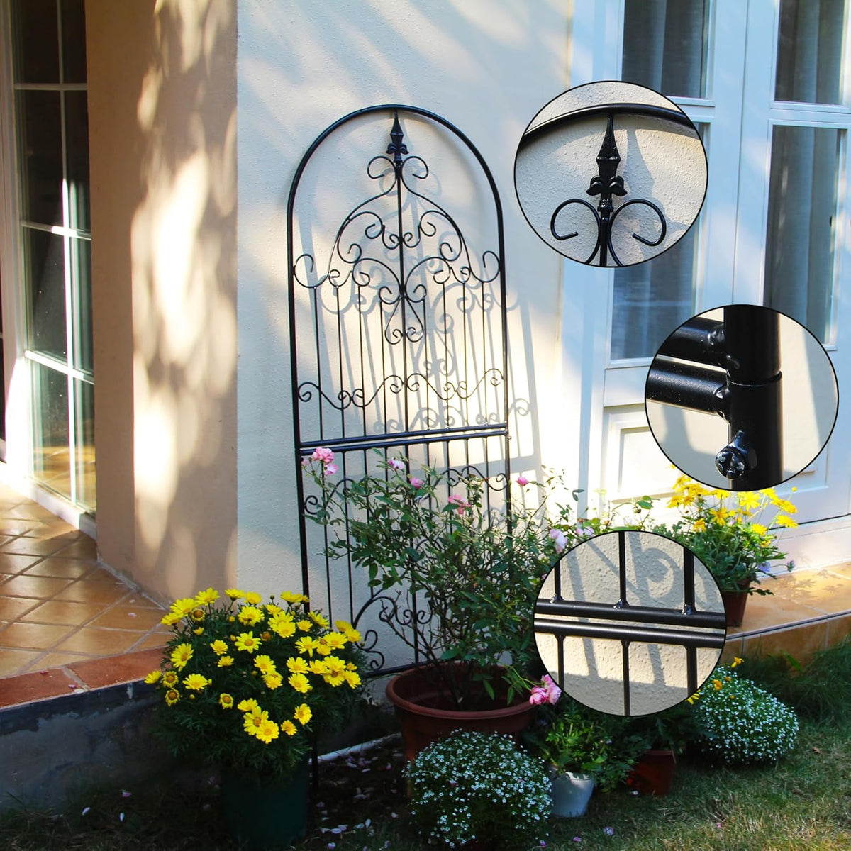 Trellis for Climbing Plants 59" H x 21.6" W Metal Unique Design Decorative Garden Structure