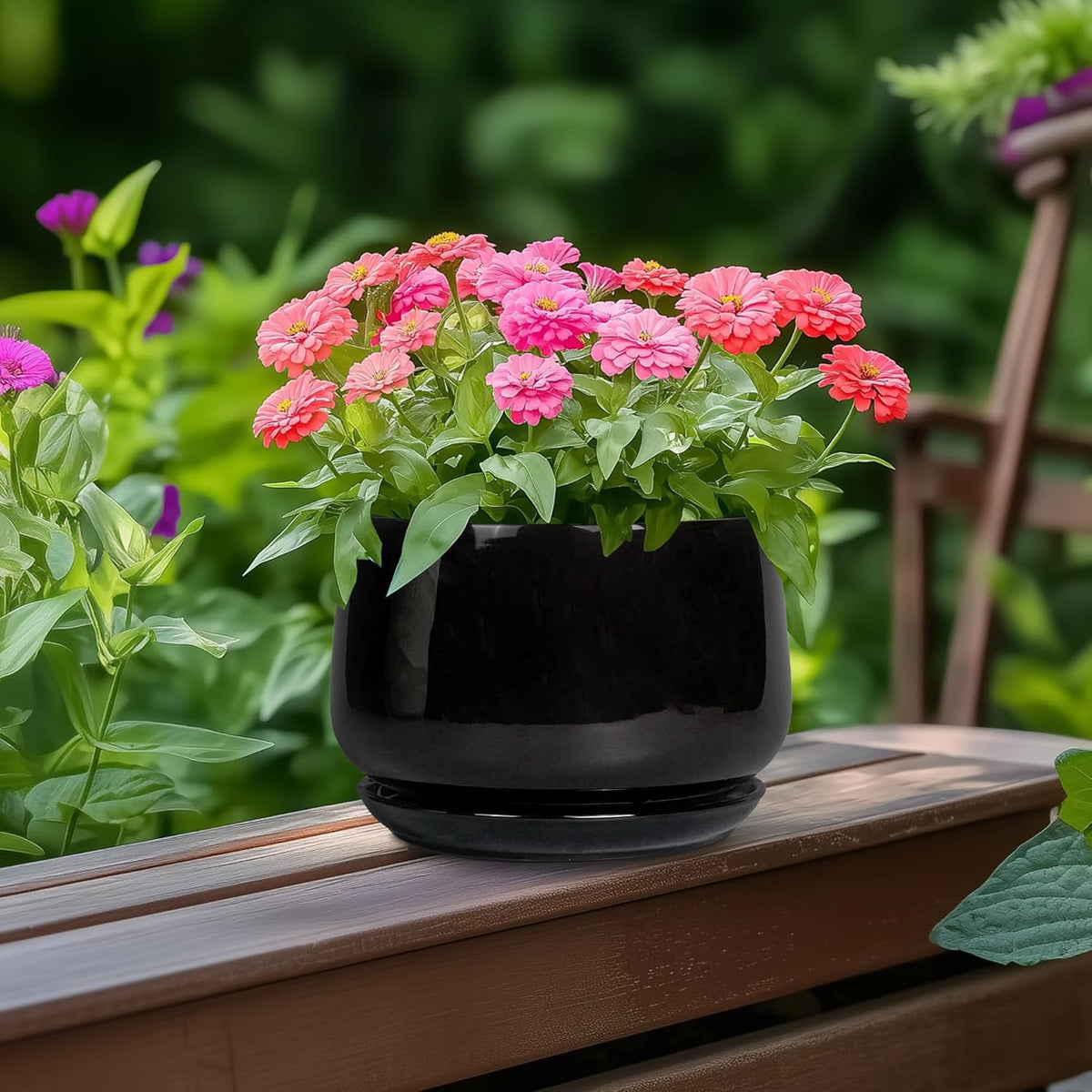 G EPGardening 6 Inch Planter - Ceramic Pot for Plants, Ceramic Planter with Drainage and Saucer