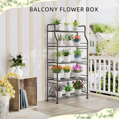 GIOTORENT Plant Stand Outdoor Indoor 5 Tier Metal Waterproof - 53.2" Plant Shelf for Patio