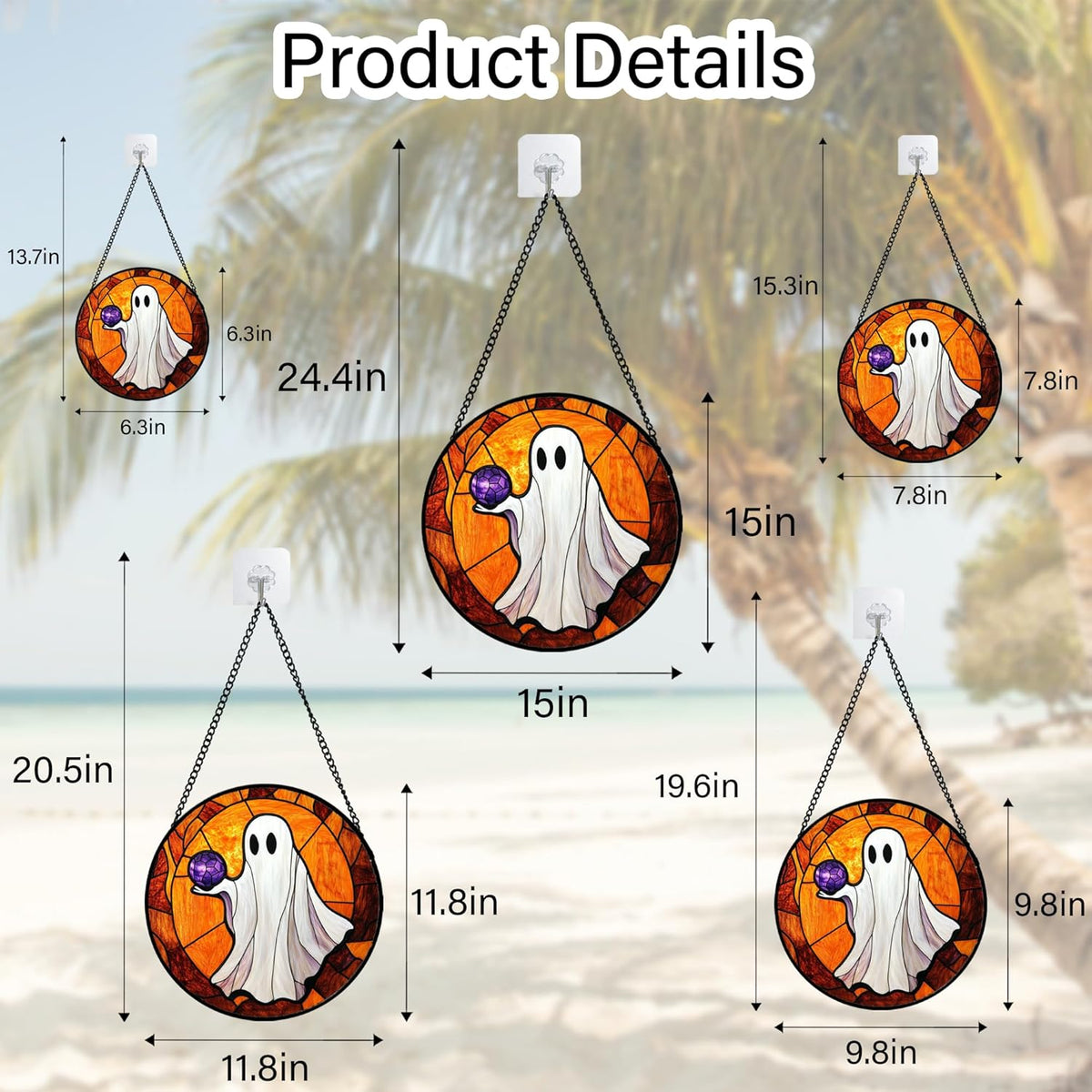 Stained Glass Window Hanging - Halloween Decorations Ghosts Vampire Suncatcher for Doors Garden