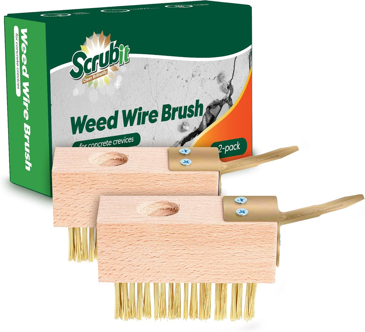 SCRUBIT Moss & Weed Remover Wired Grout Cleaner Brush, Great for Cleaning Decks, Pavers, Patios &