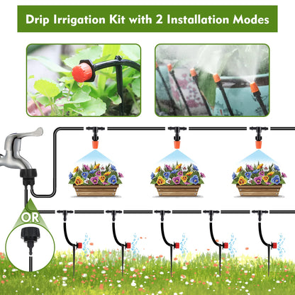 Flantor Drip Irrigation Kit, Drip Irrigation System for Garden with 1/4" Irrigation Tubing DIY