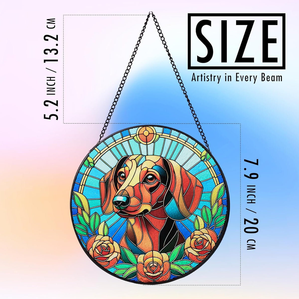 Stained Glass Dog Memorial Suncatcher,Dachshund Window Hanging,Sympathy Gifts for Pet Loss,7.9