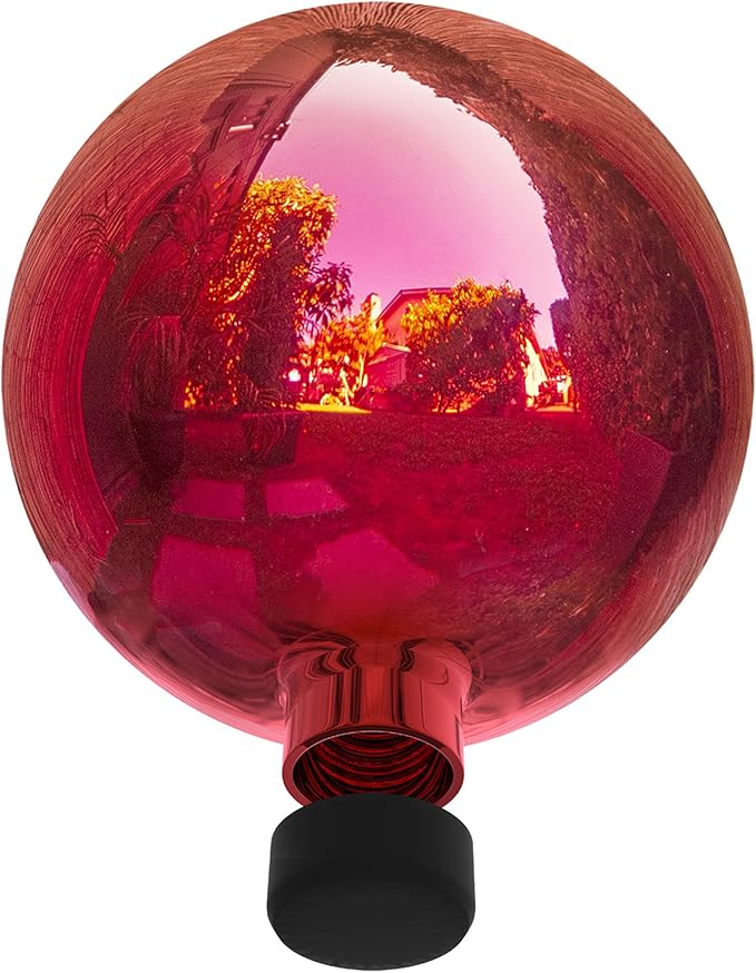 Alpine Corporation 10" Diameter Indoor Outdoor Glass Gazing Globe Yard Decor, Red