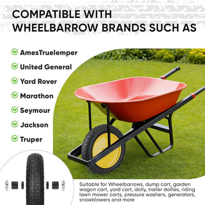 TICONN 4.80/4.00-8 Tire, 14.5" Flat Free Wheelbarrow Tire and Wheel, Solid Replacement Tires with