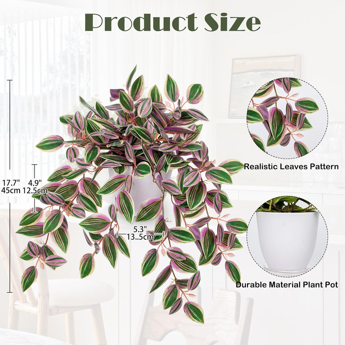Briful Faux Plants Indoor Fake Potted House Plants Artificial Watermelon Peperomia Hanging Plant