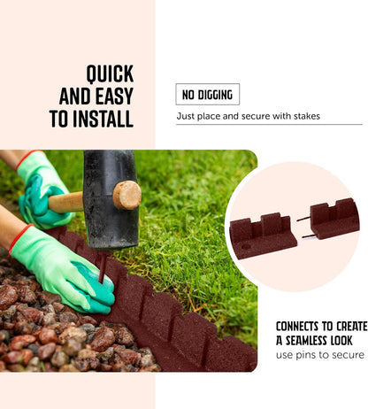 Playsafer L-Shaped Flexible Rubber Castle Edger for Lawns Landscaping and Playgrounds | Easy No Dig