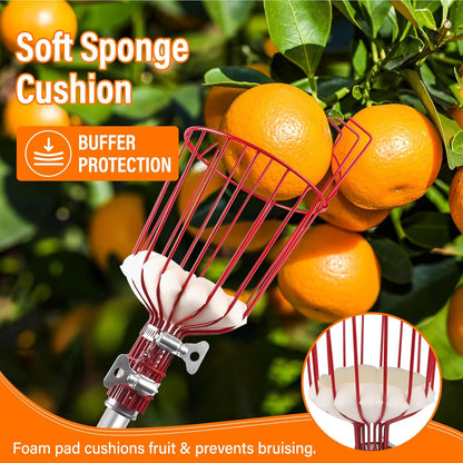 26FT Reach Fruit Picker Pole with Basket Telescoping,Apple Picker Pole with Basket,Lightweight