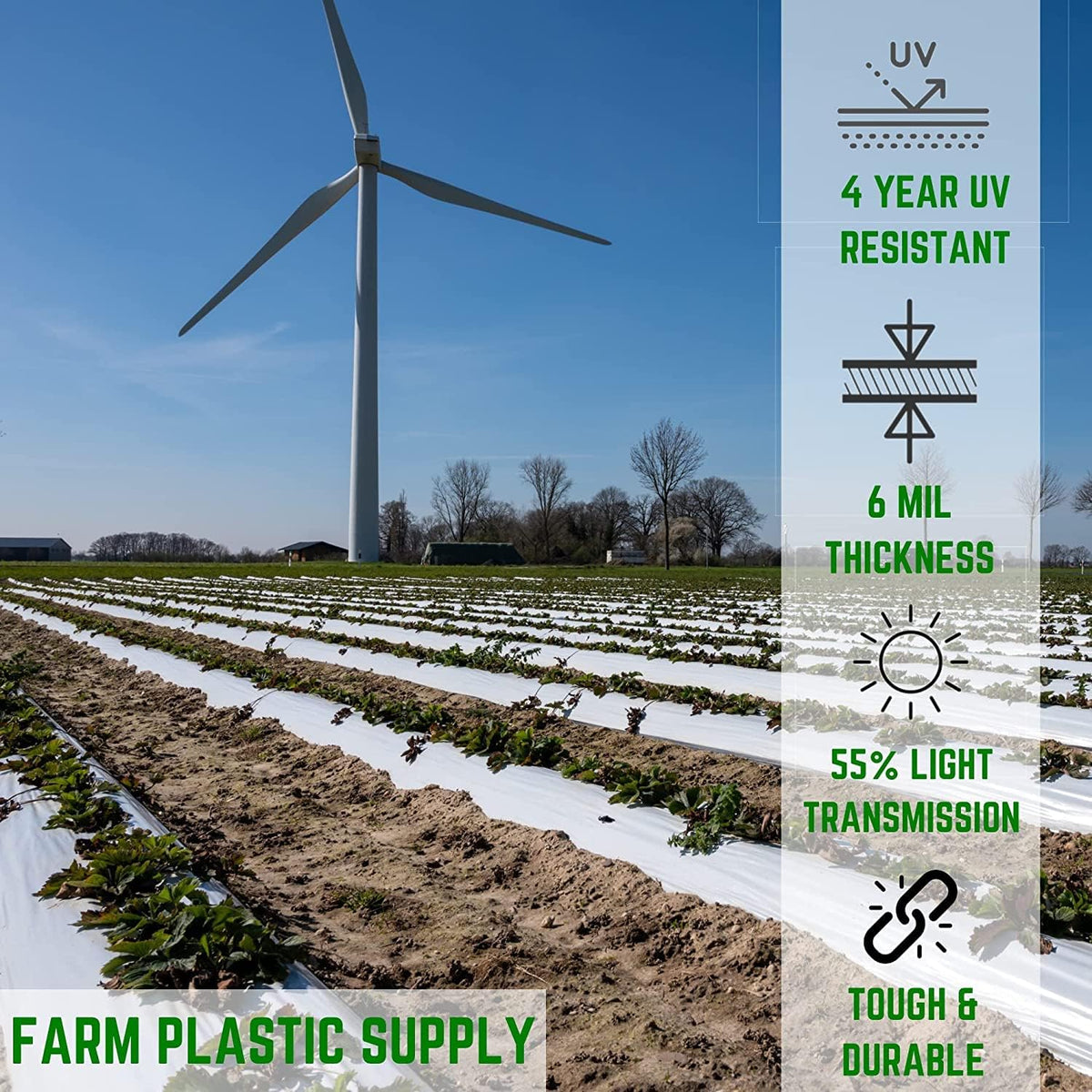 Farm Plastic Supply - White Greenhouse Plastic Sheeting - 6 mil - (32' x 40') - 4 Year UV Resistant