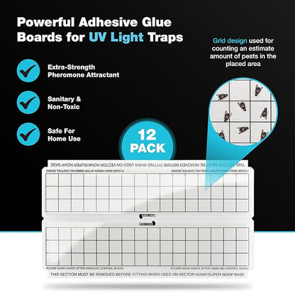 Catchmaster Vector Trap Replacement, UV Light Fly Traps for Home, Unscented Sticky Gnat Glue Boards