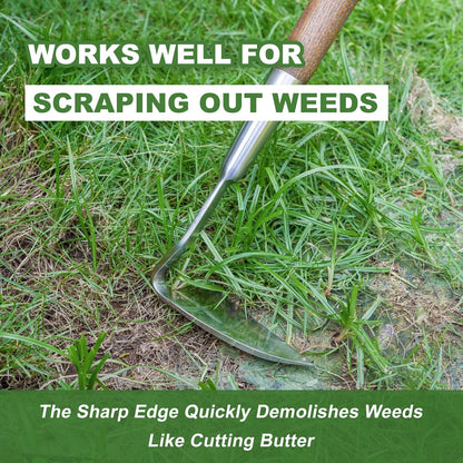 Haliaeetus Sickle Hoe, 58'' Long Handle Japanese Hand Hoe for Standing to Remove Weed, Stainless