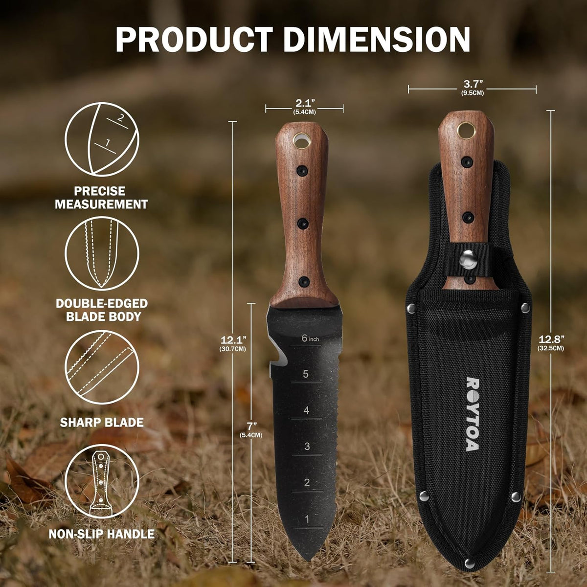 Hori Hori Garden Knife, Garden Tools with Sheath for Weeding,Planting,Digging, 7" Stainless Steel