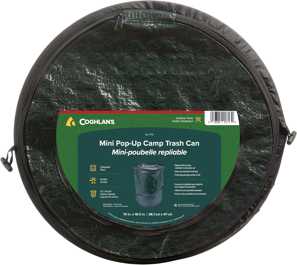 Coghlan's Mini Pop-Up Lightweight Trash Can – Collapsible Waste Bin for Camping, Hiking, Travel