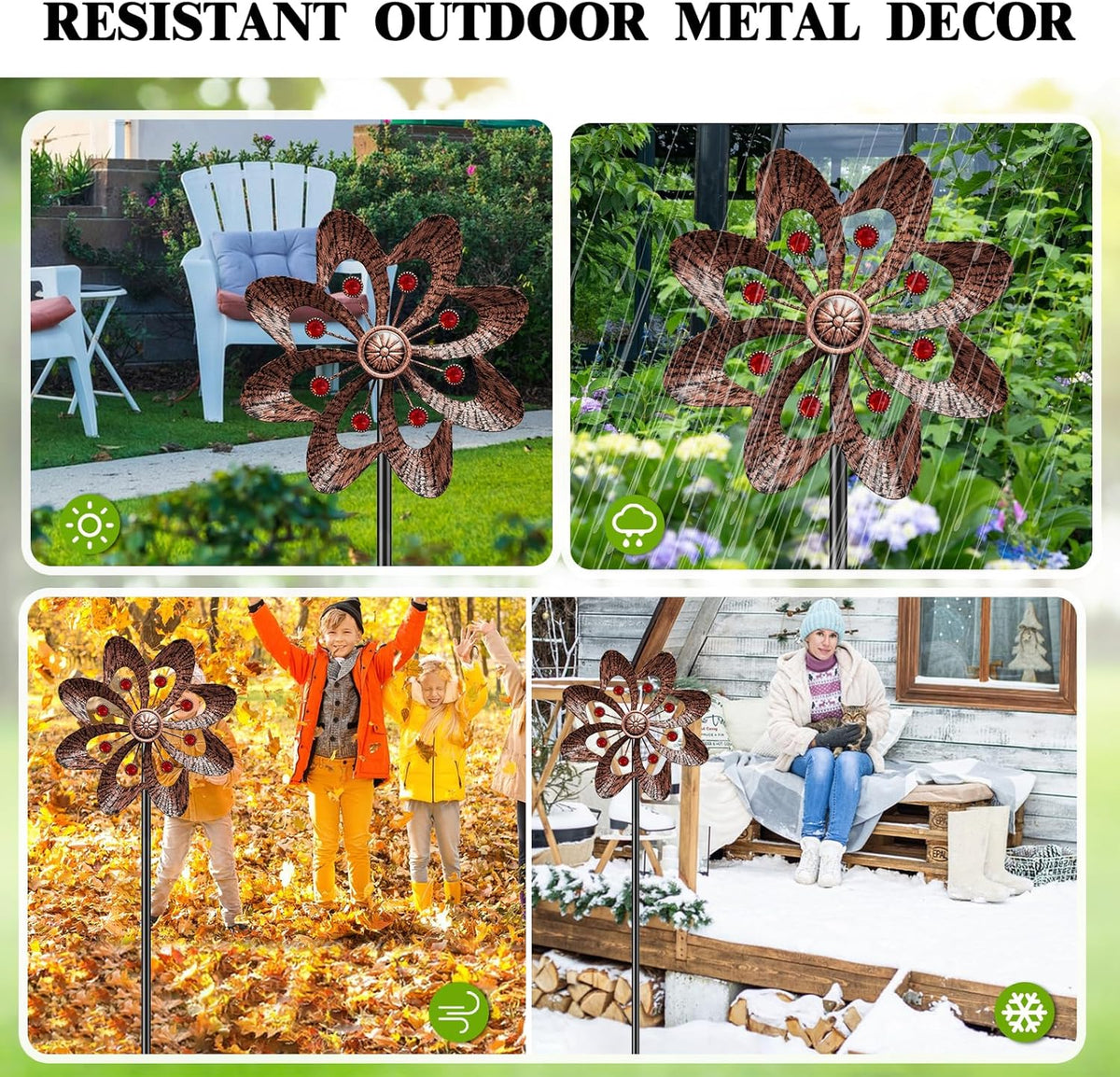 Metal Wind Spinners Outdoor, 360° Wind Sculpture Spinner with Metal Stake, Waterproof Spinners