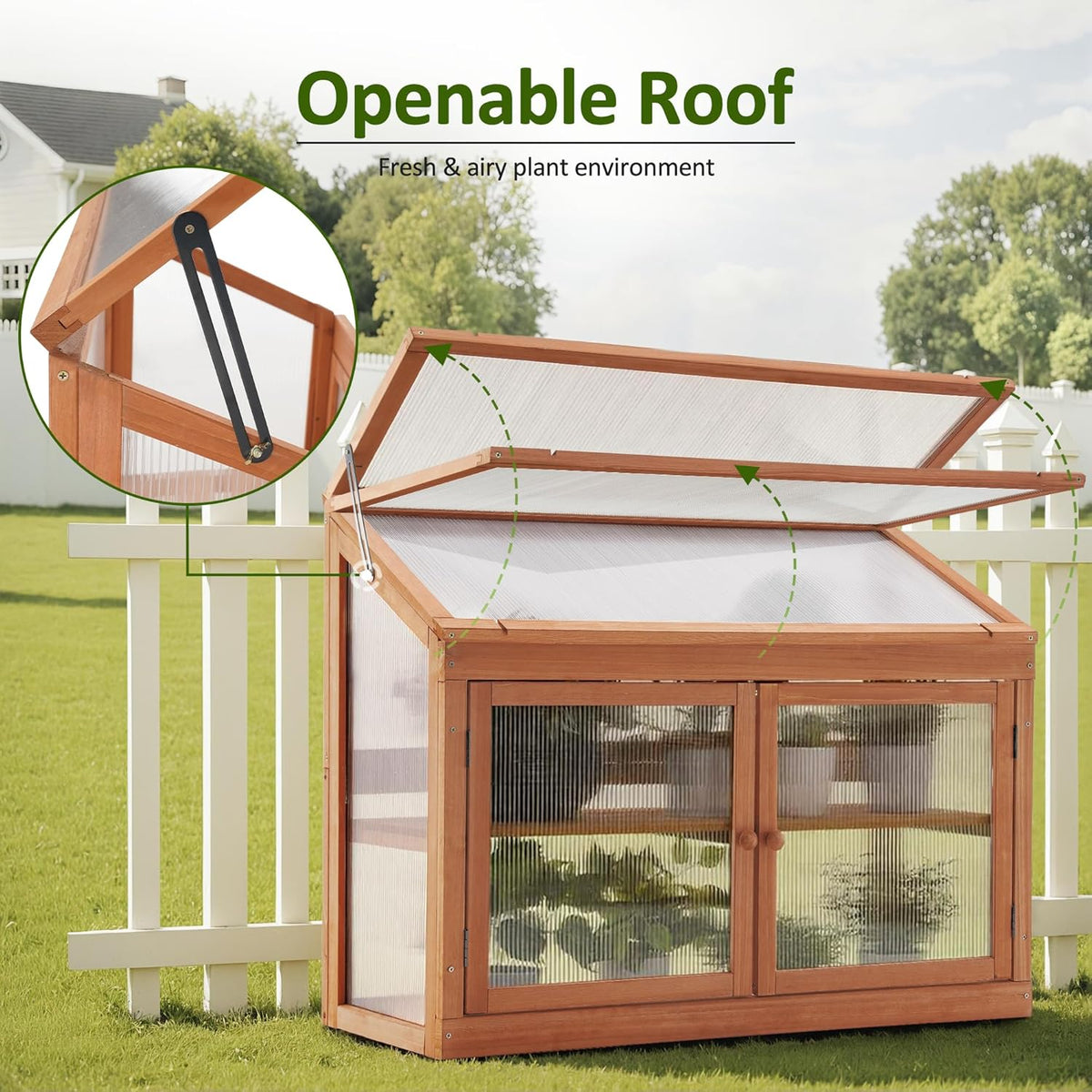 MCombo 2-Tier Wooden Cold Frame Garden Greenhouse Raised Flower Planter Shelf Bed Protection