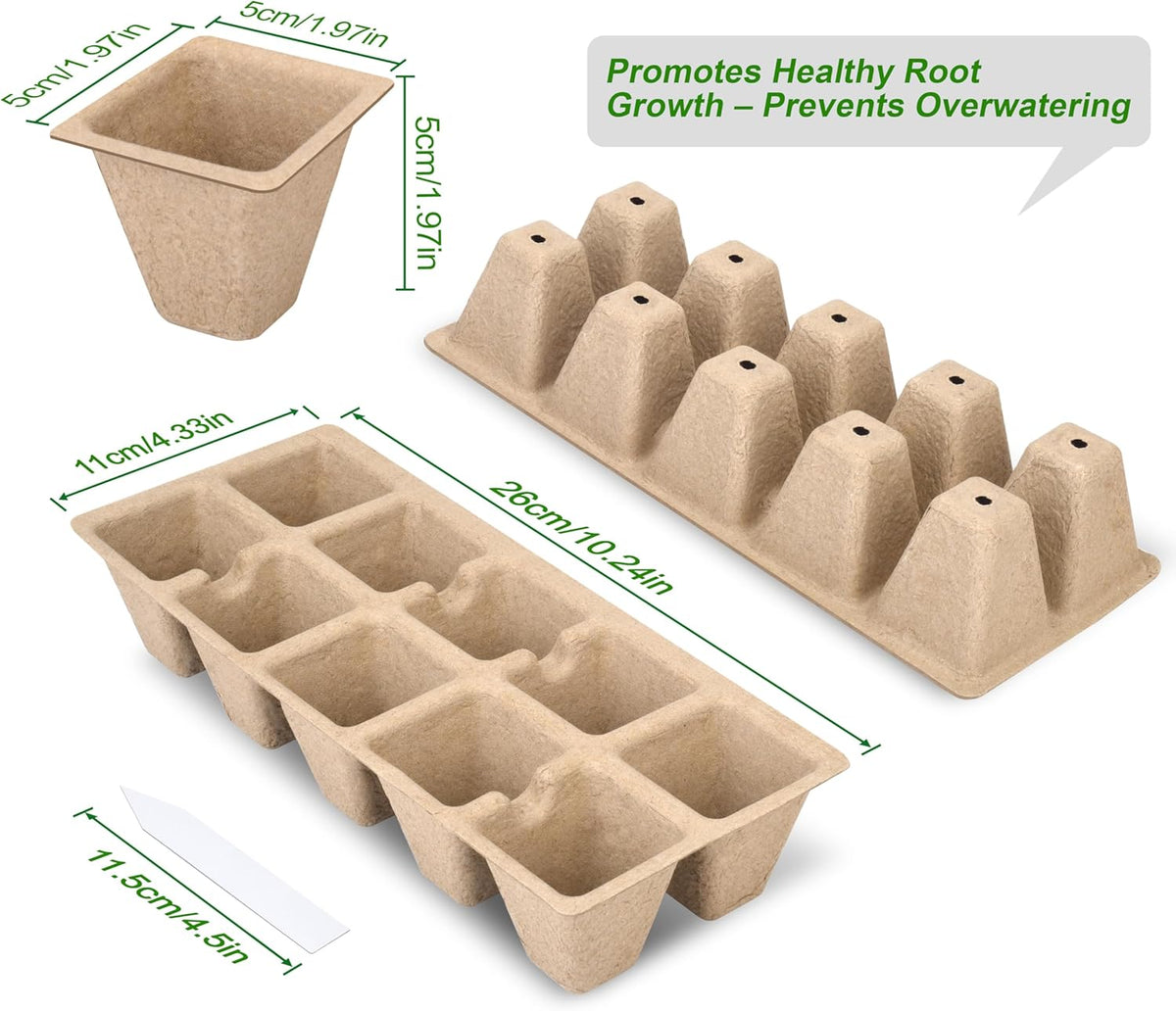 200 Cells Peat Pots, Seed Starter Trays Planting Trays for Seedlings, 20 Pack Germination Trays