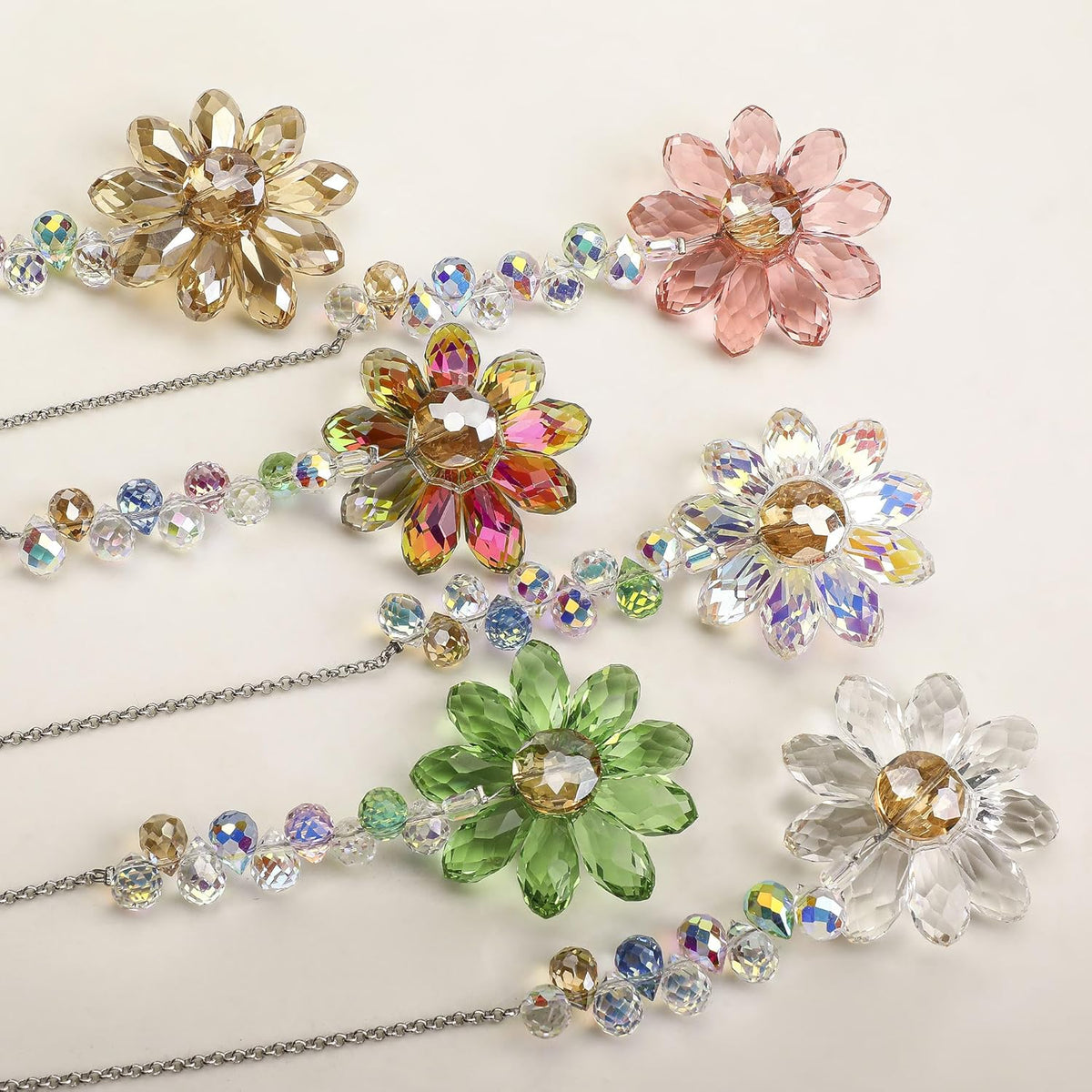 HDCRYSTALGIFTS 6PCS Crystal Sunflower Suncatchers Hanging Ornaments, Crystal Window Sun Catchers