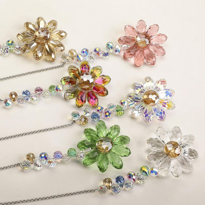 HDCRYSTALGIFTS 6PCS Crystal Sunflower Suncatchers Hanging Ornaments, Crystal Window Sun Catchers