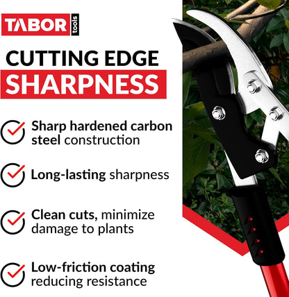 TABOR TOOLS GG11A Bypass Lopper with Compound Action, 30 Inch Tree Trimmer, Branch Cutter with ⌀ 1