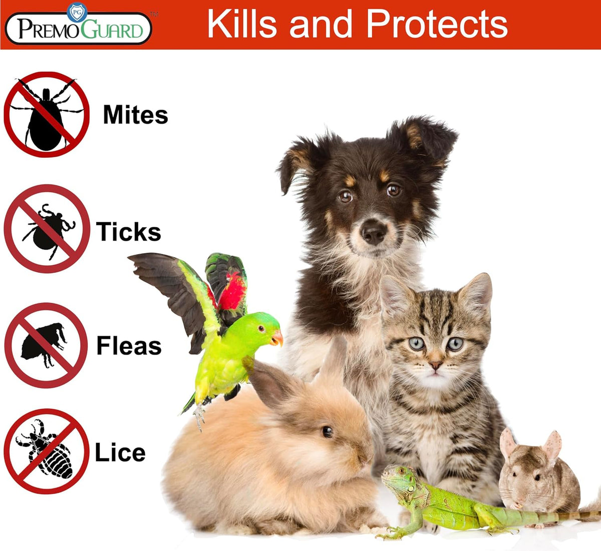 Premo Guard Pet Protector Spray - 16 oz - Kills Mites, Fleas, Ticks, & Mosquitoes - for Dogs, Cats