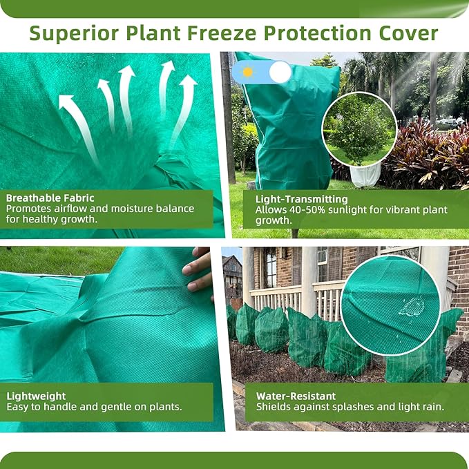 2 Pack Plant Covers Freeze Protection, 75"W x 90"H Winter Frost Blanket 2.36 oz/yd² Fabric Frost
