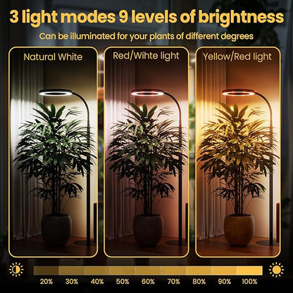 Grow Light Plant Light for Indoor Plants, Full Spectrum Grow Lamp with Pedestal Stand, Automatic