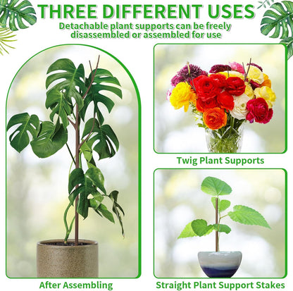 4 Pack 27.56" Detachable Twig Plant Support Stakes Set, Blends in to Plant, Branch Plant Sticks