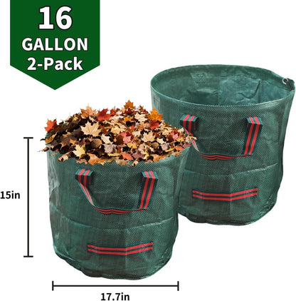 Yard Waste Bags 2 Pack 16 Gallon/72 Gallon Reusable Heavy Duty Leaf & Lawn Bags with 2 Handles for