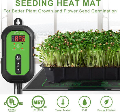 10"x 20" Seedling Heat Mat and Digital Thermostat Combo Set - KOKOPRO Warm Hydroponic Heating Pad