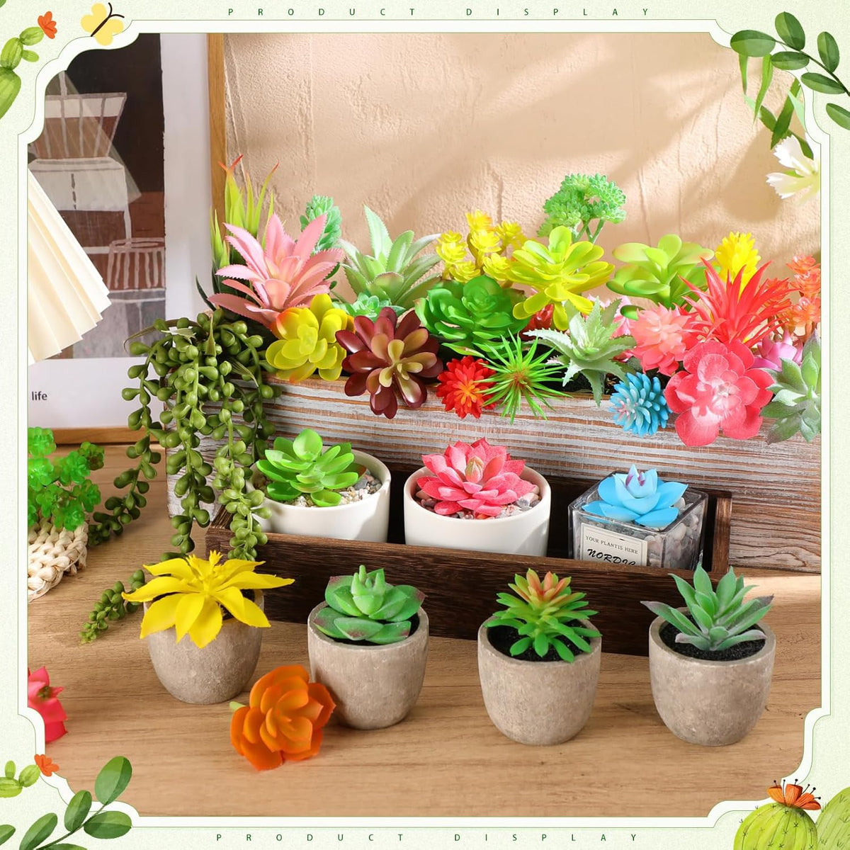 WILLBOND 50 Pcs 50 Pcs Bulk Mini Artificial Succulents Plants Assorted Unpotted Realistic Plants
