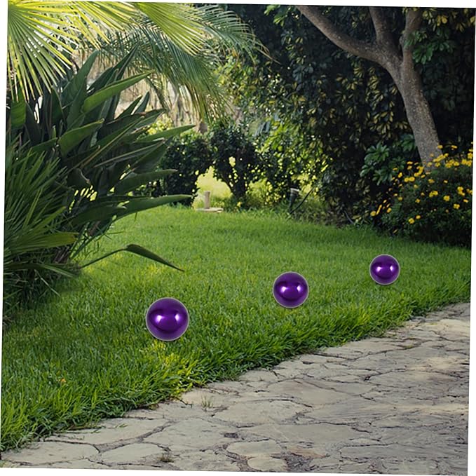 Stainless Steel Purple Gazing Ball - 5 Inch Mirror Reflective Sphere for Garden Decor Eye-Catching